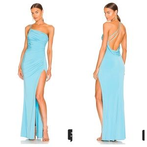Katie May winnepeg one shoulder gown dress cyan blue 13782